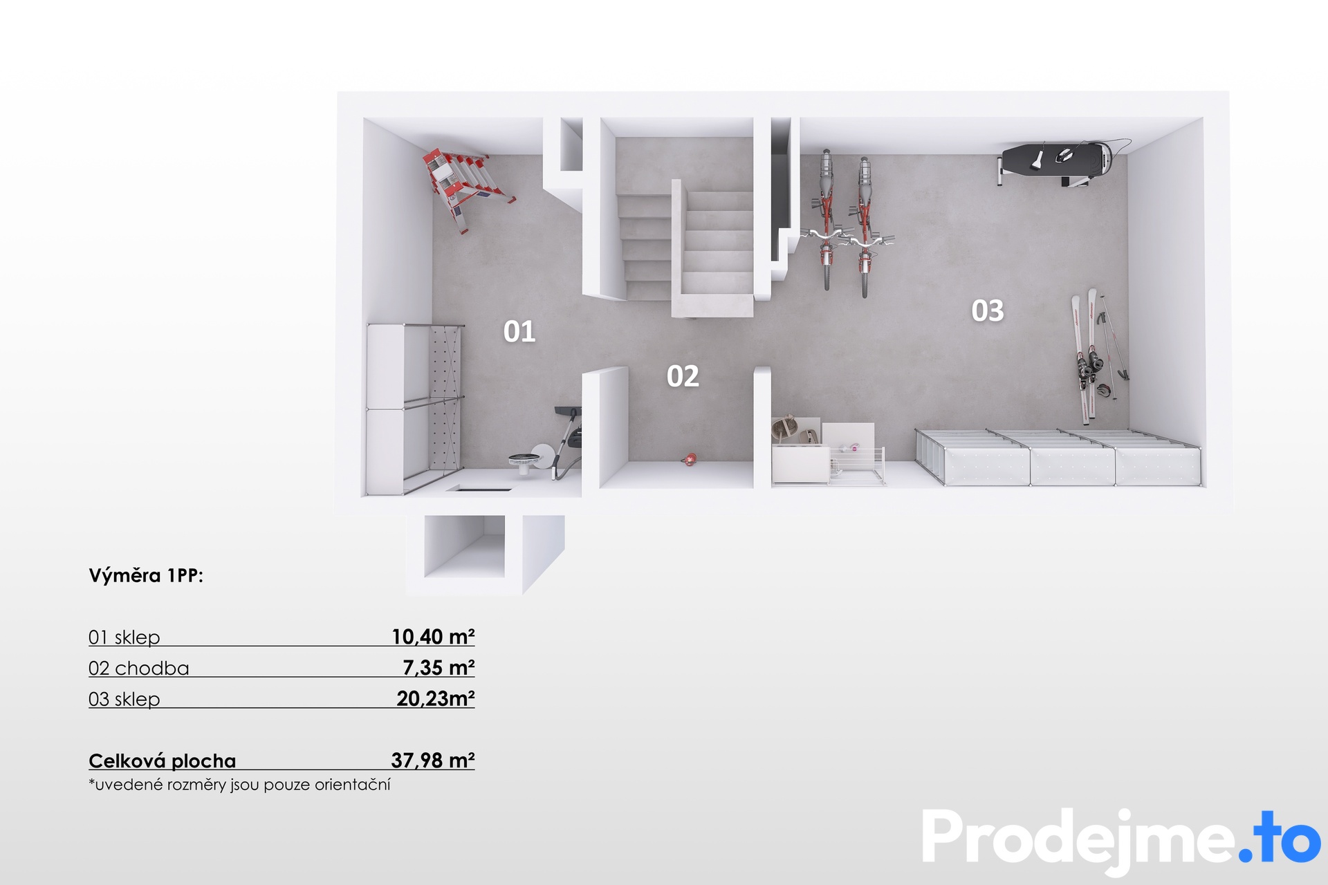 3D půdorys - 1.PP